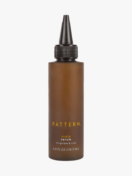 Pattern Beauty Scalp Serum brown bottle with black pointed tip on light gray background