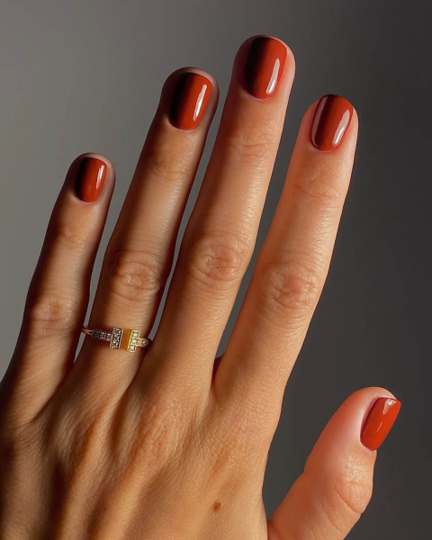 spring nail color trends 2026 brick red polish