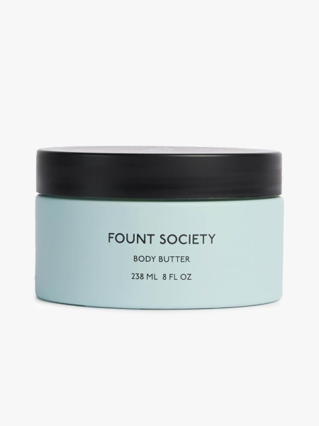 Fount Society Body Butter in branded component on a light gray background